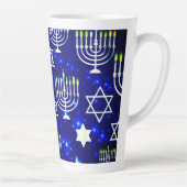 ブルー&ホワイトハヌカ(ユダヤ教)メノラー カフェラテマグ (右)