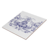 ブルー&ホワイトバロックロコロカイルフリーズ タイル (側面)