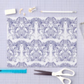 ブルー&ホワイトバロック・ロココパターン 薄葉紙 (クラフト)