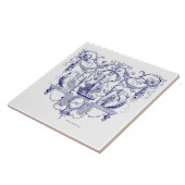 ブルー&ホワイトバロック・ロココビーナス&スワン タイル (側面)