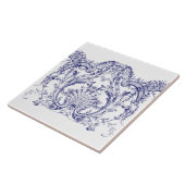 ブルー&ホワイトバロックRococoカルトゥーシュのフリーズ タイル (側面)