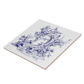 ブルー&ホワイトバロックRococo Cartocheモノグラム タイル (側面)