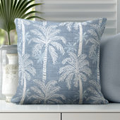 ブルー&ホワイトパームツリー装飾用クッション クッション