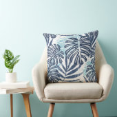 ブルー&ホワイトパームリーフ装飾用クッション クッション (椅子)