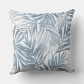 ブルー&ホワイトパームリーフ装飾用クッション クッション (裏面)
