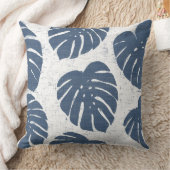 ブルー&ホワイトパーム葉装飾用クッション クッション (ブランケット)