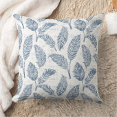 ブルー&ホワイトパーム葉装飾用クッション クッション (ブランケット)