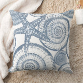 ブルー&ホワイトヒトデ装飾用クッション クッション (ブランケット)