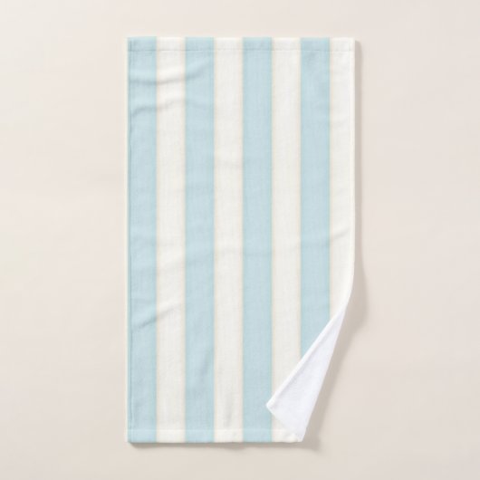 ブルー&ホワイトビクトリアンコテージストライプスタイルギフト ハンドタオル (ハンドタオル)