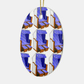 ブルー&ホワイトビーチチェアテーマオーナメント セラミックオーナメント (左)