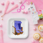 ブルー&ホワイトビーチチェアテーマパーティープレート ペーパープレート (パーティー)