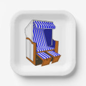 ブルー&ホワイトビーチチェアテーマパーティープレート ペーパープレート (正面)