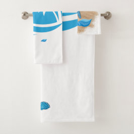 ブルー＆ホワイトビーチデザイントワルセット バスタオルセット