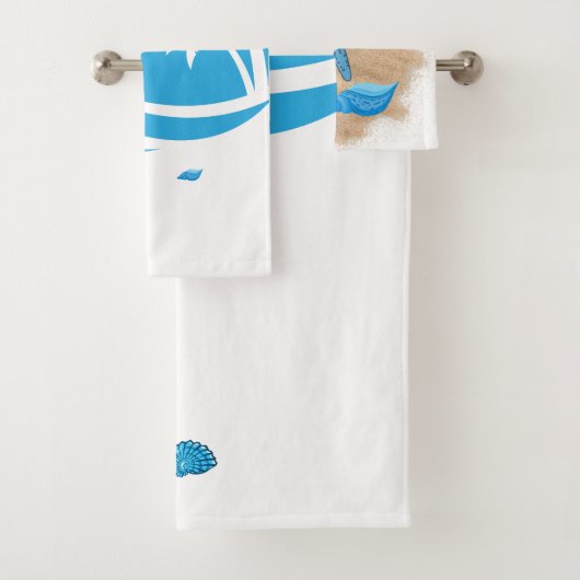 ブルー＆ホワイトビーチデザイントワルセット バスタオルセット (インサイチュ)