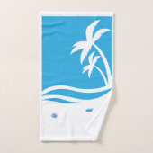 ブルー＆ホワイトビーチデザイントワルセット バスタオルセット (ハンドタオル)