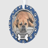ブルー|ホワイトファミリーペット記念写真枠アクリル オーナメント (正面)