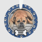 ブルー|ホワイトファミリーペット記念写真枠アクリル オーナメント (正面)