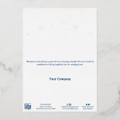 ブルー&ホワイトフォイルアクセントのビジネスホリデーカード 箔招待状 (裏面)