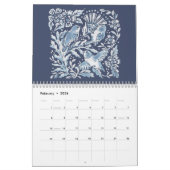 ブルー&ホワイトフォレストアニマルズウッドランドフローラデルフト カレンダー (2月 2026)