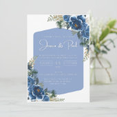 ブルー&ホワイトフォーラル結婚式招待状 招待状 (スタンド正面)