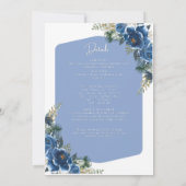 ブルー&ホワイトフォーラル結婚式招待状 招待状 (裏面)