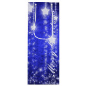 ブルー&ホワイトフォールリングスターズホリデーワイン抱き枕 ワインギフトバッグ (正面)