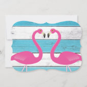 ブルー&ホワイトフラミンゴ婚約パーティ招待状 招待状 (裏面)