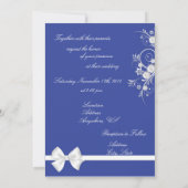 ブルー&ホワイトフラワーハート結婚ズフォト招待状 招待状 (裏面)