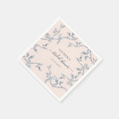 ブルー&ホワイトフランスのトイルオンピンクブライダルシャワー スタンダードカクテルナプキン (角)