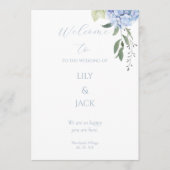 ブルー&ホワイトフローラアジサイ結婚式 プログラム (正面)