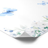 ブルー&ホワイトフローラウェルカムブライダルティー ポスター (角)