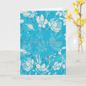 ブルー&ホワイトフローラステイ強く勇敢 カード (黄色い花)