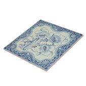 ブルー&ホワイトフローラビクトリアンマジョリカアンティーク タイル (側面)