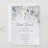 ブルー&ホワイトフローラモダンブライダルブランチ 招待状 (正面)