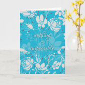 ブルー&ホワイトフローラ勇気付けられる カード (黄色い花)