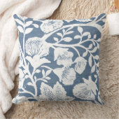 ブルー&ホワイトフローラ装飾用クッション クッション (ブランケット)