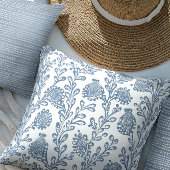 ブルー&ホワイトフローラ装飾用クッション クッション