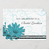 ブルー&ホワイトブライダルルンチョン招待状カード 招待状 (正面/裏面)