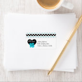 ブルー&ホワイトプリントスウィート16住所 シール (インサイチュ)