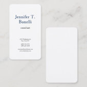 ブルー&ホワイトプレーンモダンミニマルプロフェッショナル 名刺 (正面/裏面)