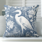 ブルー&ホワイトヘロン装飾用クッション クッション