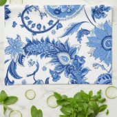 ブルー&ホワイトペイズリーキッチンタオル キッチンタオル (折り畳み)