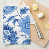 ブルー&ホワイトペイズリーキッチンタオル キッチンタオル (四つ折り)