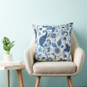 ブルー&ホワイトペイズリー装飾用クッション クッション (椅子)