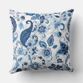 ブルー&ホワイトペイズリー装飾用クッション クッション (裏面)
