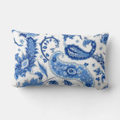 ブルー&ホワイトペイズリー装飾用クッション ランバークッション (裏面)