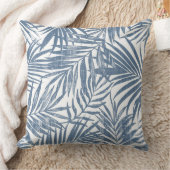 ブルー&ホワイトホートハウスパームリーフ装飾用クッション クッション (ブランケット)