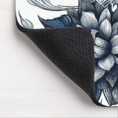 ブルー&ホワイトボヘミアンフローラプリント マウスパッド (コーナー)