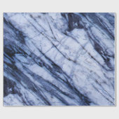 ブルー&ホワイトマーブルスワールシモダンックパーティー ラッピングペーパー (フラット)