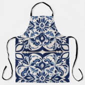 ブルー&ホワイトモザイクアートアンダルシアデザイン エプロン (正面)